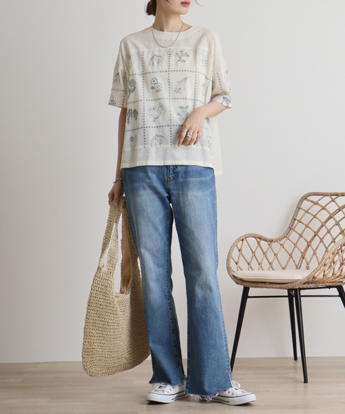 ブラウス シャツ EMAGO 透かし花刺繍ブラウス レディース Emago ブラウス シャツ EMAGO 透かし花刺繍ブラウス レディース