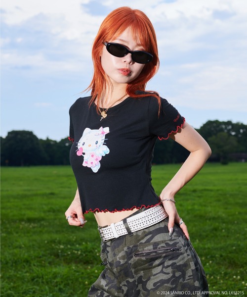 tシャツ SANRIO/サンリオ 'HELLO KITTY' ロックTシャツ/ハローキティ バンドTシャツ レディース SANRIO/サンリオ 'HELLO KITTY' ロックTシャツ/ハローキティ