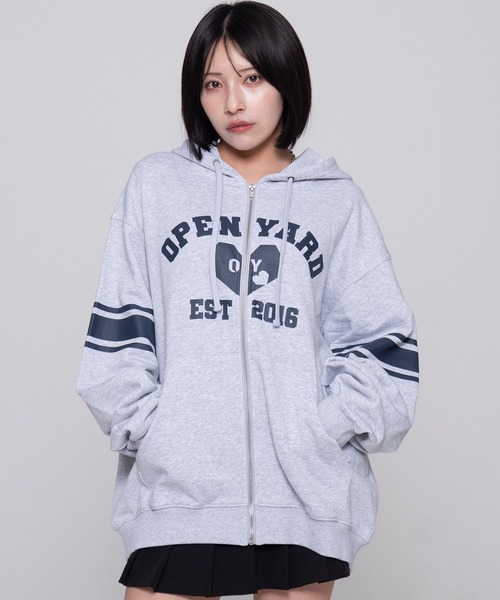 ★OY★COLLEGE HEART HOODIE ZIP UP - MID MELANGE★正規品/人気 OY パーカー 「OY/オーワイ」 COLLEGE HEART HOODIE ZIP UP
