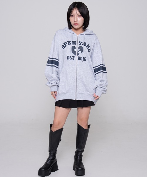 ★OY★COLLEGE HEART HOODIE ZIP UP - MID MELANGE★正規品/人気 OY パーカー 「OY/オーワイ」 COLLEGE HEART HOODIE ZIP UP