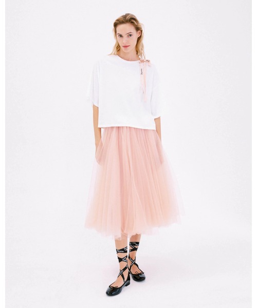 【美品】Lepetto ピンクリボン付きノースリーブトップス レペット 美品】Lepetto ピンクリボン付きノースリーブトップス レペット