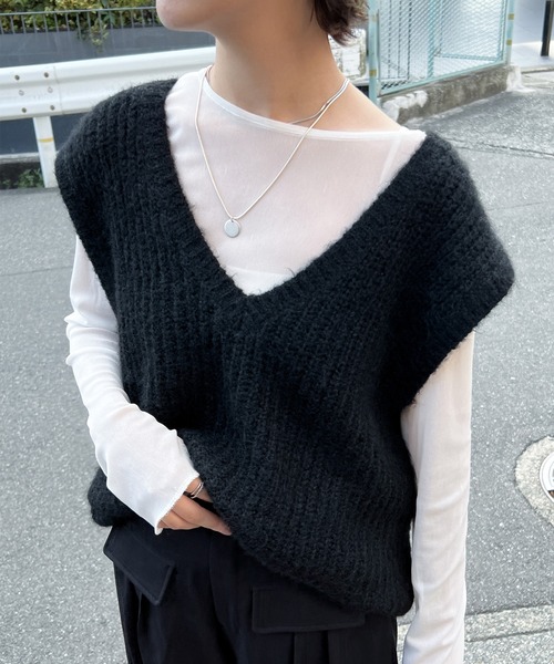 select MOCA ベスト ジレ モヘアタッチオーバーサイズベスト