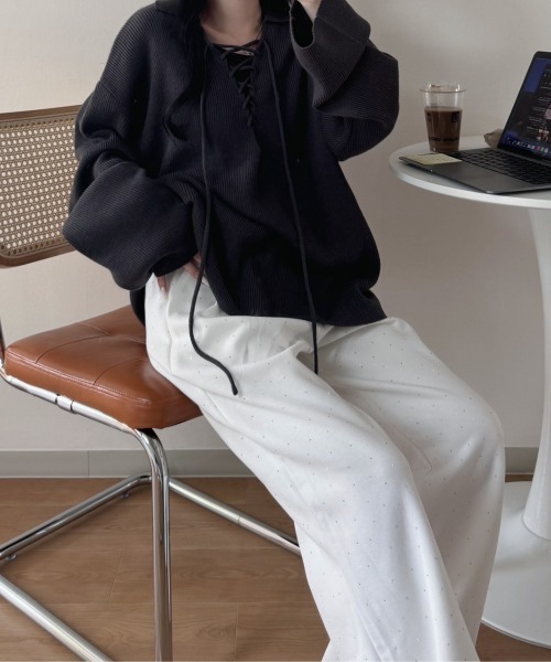 nemne(ネンネ) ニット セーター 「Delfy」編み上げスキッパーニット nemne(ネンネ) ニット セーター 「Delfy」編み上げスキッパーニット