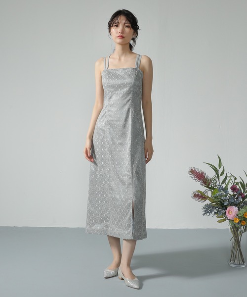 週末値下げ【新品】RIRIYANO チュールボレロ ドレス Kana ドレス チュールボレロ バッククロス幾何学レースドレス