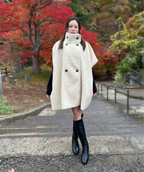 Per sist ence ポンチョ リバーシブルフェイクムートンポンチョ