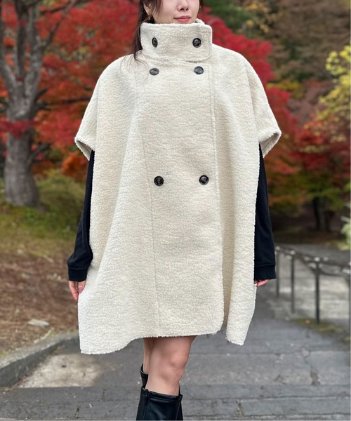Per sist ence ポンチョ リバーシブルフェイクムートンポンチョ