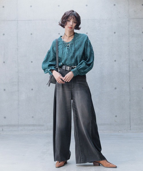 PAGEBOY ブラウス シャツ 2WAYレースアップブラウス レディース