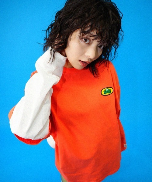 tシャツ Parappa The Rapper/パラッパラッパー/胸ロゴワッペン刺繍フェイクレイヤードロンTEE レディース メンズ