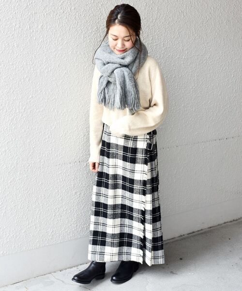 「liflattie ships」 ストール ONE SIZE ライトグレー レディース_画像2