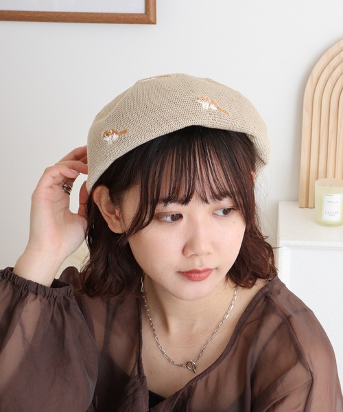 マダラニンゲン　2022summerベレー帽 Sense of Grace 帽子 ベレー帽 アニマル刺繍 ベレー帽