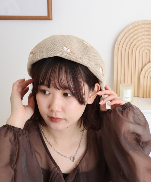 FUNALIVE 帽子 ベレー帽 PAGE ONE 透かし編みベレー レディース