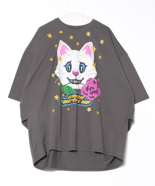 PET ROCK 猫プリント 長袖チュニック