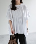 tシャツ 半袖 「体型カバー」ペプラムフリルT...の詳細画像1