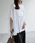tシャツ 半袖 「体型カバー」ペプラムフリルT...の詳細画像4
