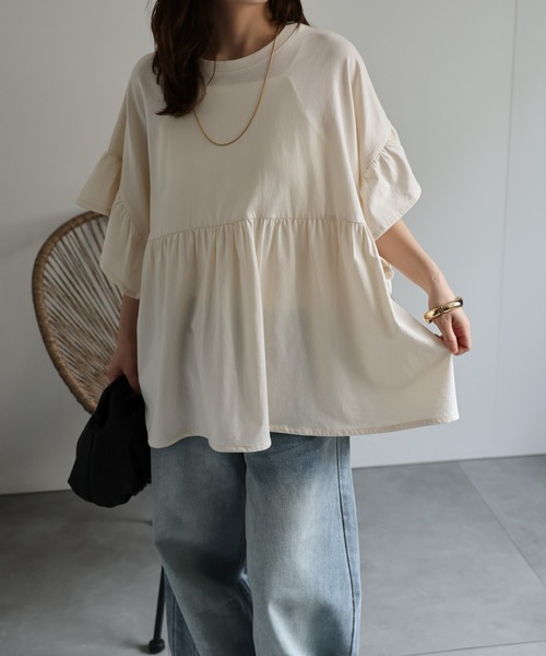 ap retro tシャツ ペプラムフリルTee / フレンチスリーブフリルプル