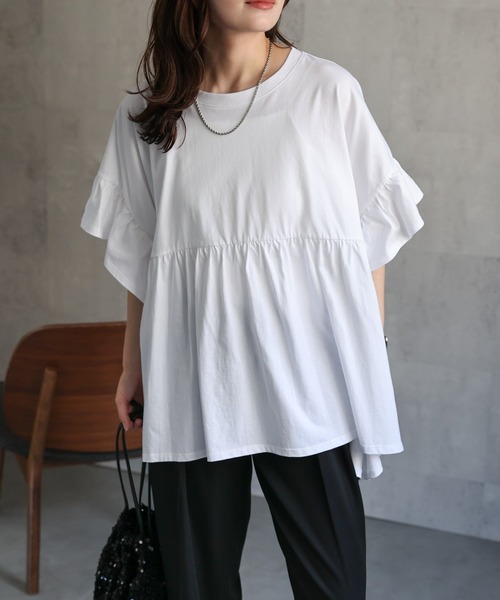 ap retro tシャツ ペプラムフリルTee / フレンチスリーブフリルプル