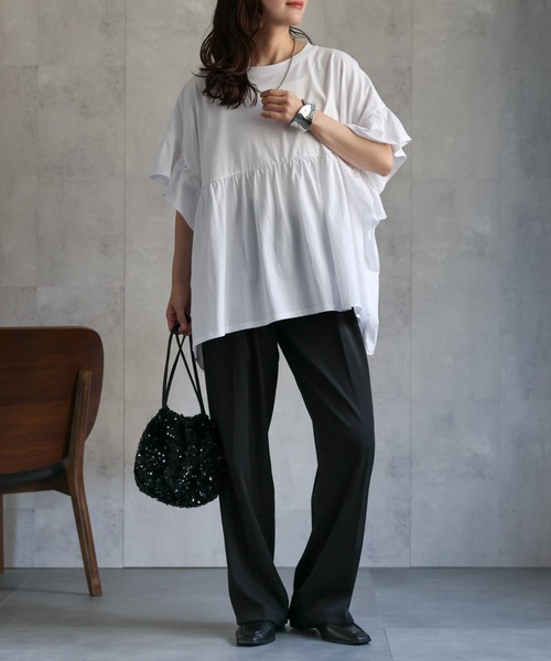 ap retro tシャツ ペプラムフリルTee / フレンチスリーブフリルプル