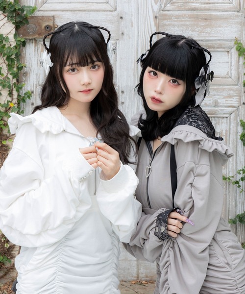 DearMyLove ワンピース 夏 ハートスタッズギャザー裏毛ワンピース