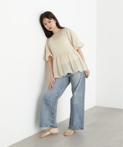 N.Natural Beauty Basic ブラウス シャツ シアーペプラム