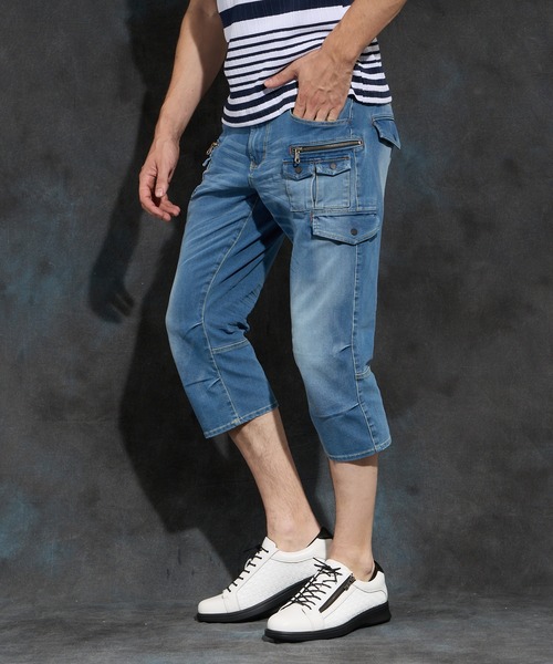 HIDEAWAYS NICOLE カーゴパンツ クロップドデニムカーゴパンツ