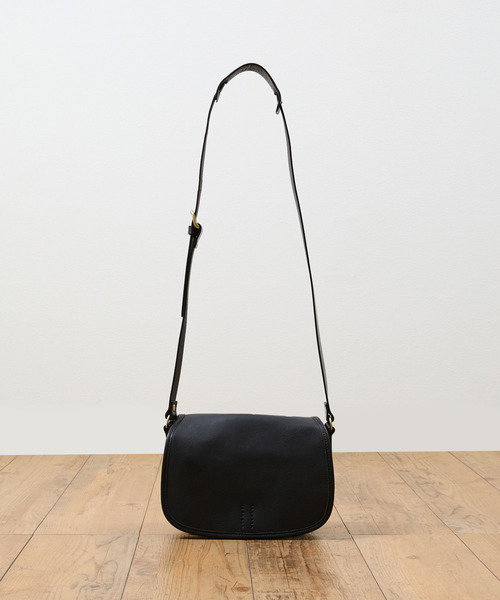 SLOW レザーショルダー　ブラック SLOW ショルダーバッグ スロウ / shrink -helmet shoulder bag