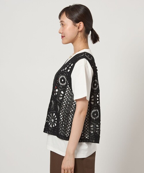 完売　新品タグつき　green label relaxing クロシェ ベスト green label relaxing ベスト ジレ クロシェ -ウォッシャブル