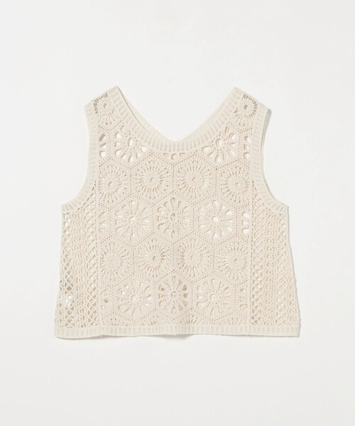GREEN LABEL RELAXING ホワイトベスト green label relaxing ベスト ジレ クロシェ -ウォッシャブル