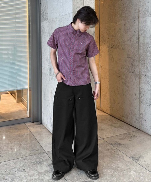 パンツ 星スタッズダブルニーツイルパンツ レディース メンズ