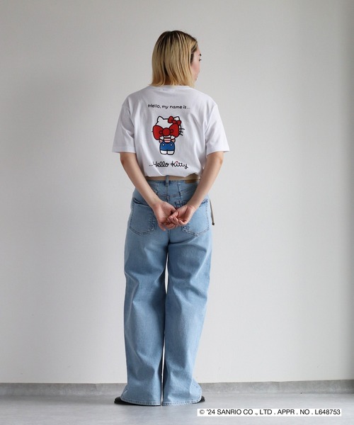 ハローキティコラボ」 半袖Tシャツ L ホワイト レディース