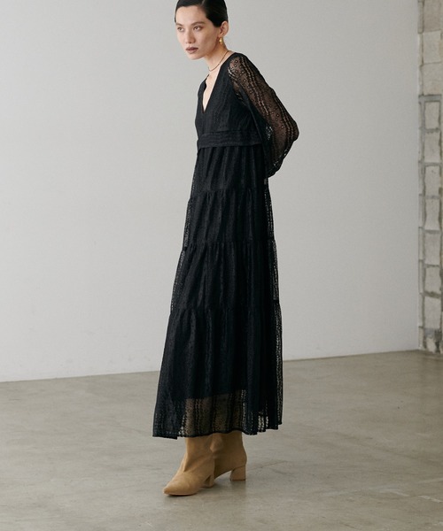 LARUTA（ラルータ） ワンピース 「LARUTA」レース切替ロングワンピース