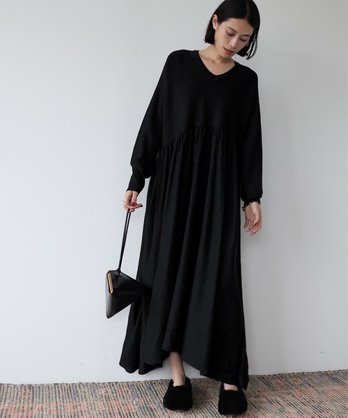 ELFRANK ニットワンピース FREE ブラック レディース : ZOZOTOWN Yahoo