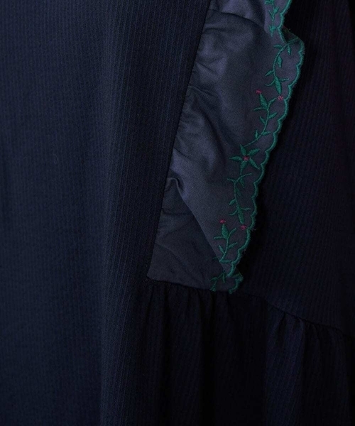 ワンピース Hiedra 刺繍フリル付きノースリーブワンピースの画像