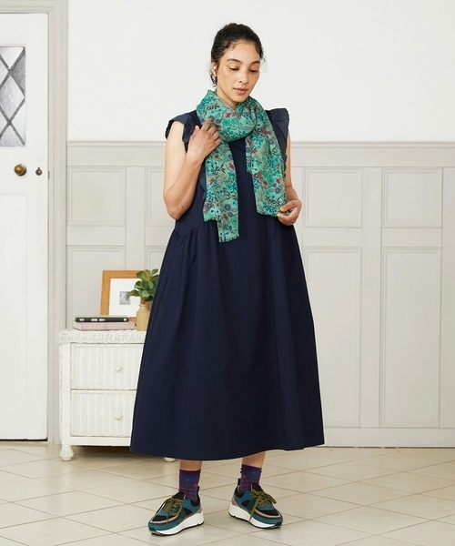 ワンピース Hiedra 刺繍フリル付きノースリーブワンピースの画像