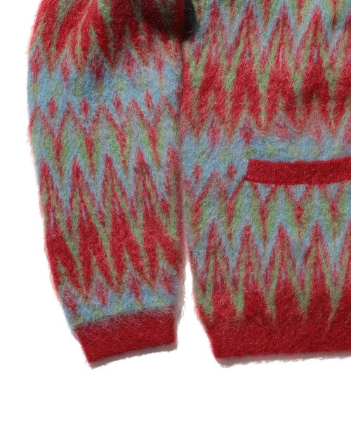 BEAMS+（ビームスプラス） カーディガン ダブル ジャカード シェブロン