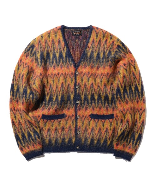 BEAMS+（ビームスプラス） カーディガン ダブル ジャカード シェブロン