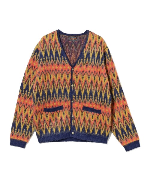 BEAMS+（ビームスプラス） カーディガン ダブル ジャカード シェブロン