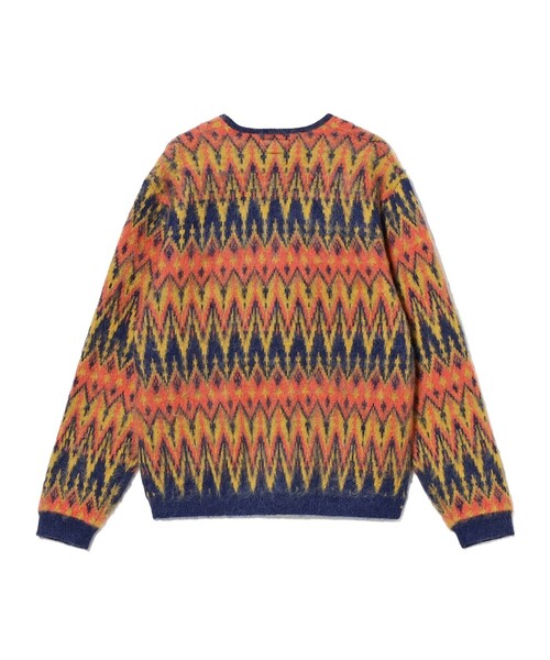 BEAMS+（ビームスプラス） カーディガン ダブル ジャカード シェブロン