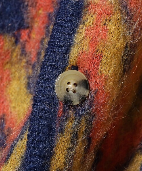 BEAMS+（ビームスプラス） カーディガン ダブル ジャカード シェブロン