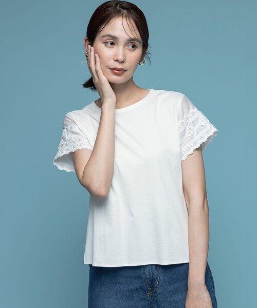 組曲 tシャツ レーススリーブシルケット カットソー レディース