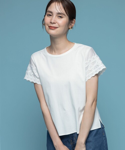 組曲 tシャツ レーススリーブシルケット カットソー レディース