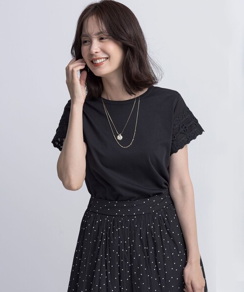 組曲 tシャツ レーススリーブシルケット カットソー レディース