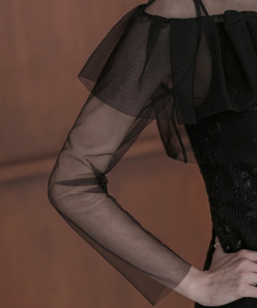 Leja ドレス 「LEJA」2WAYアシンメトリーフリルチュールフラワー