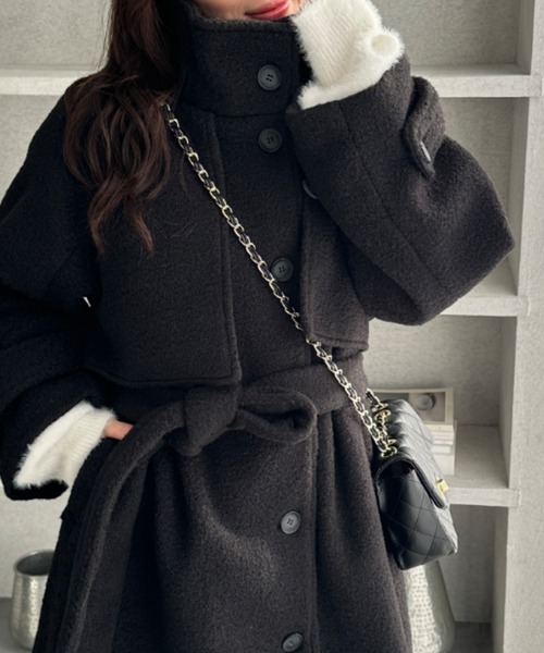 GeeRA（ジーラ） ステンカラーコート コート 2wayウールライクスタンド