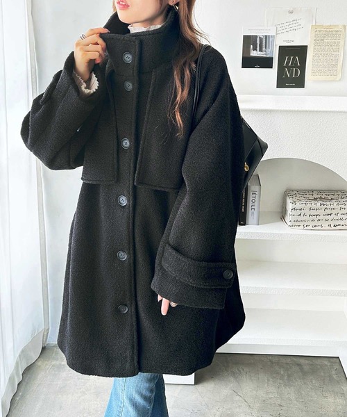 GeeRA（ジーラ） ステンカラーコート コート 2wayウールライクスタンド