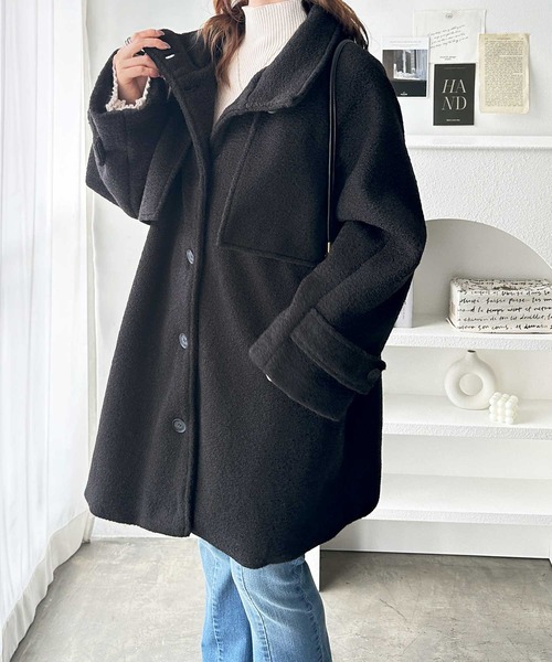 GeeRA（ジーラ） ステンカラーコート コート 2wayウールライクスタンド