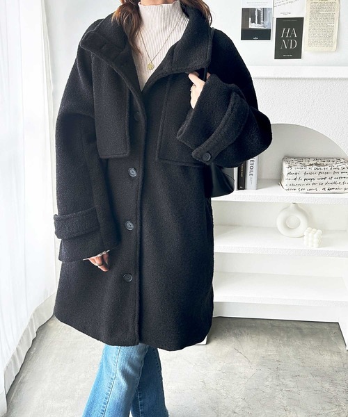 GeeRA（ジーラ） ステンカラーコート コート 2wayウールライクスタンド