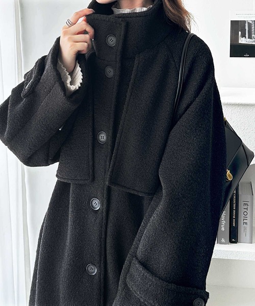 GeeRA（ジーラ） ステンカラーコート コート 2wayウールライクスタンド