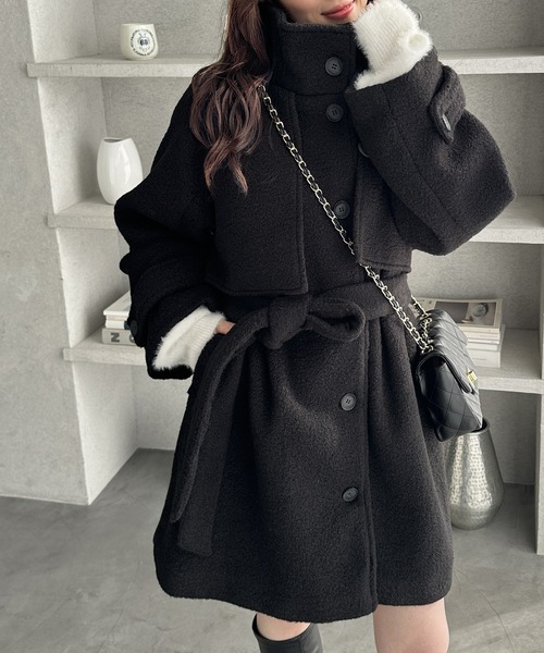 GeeRA（ジーラ） ステンカラーコート コート 2wayウールライクスタンド