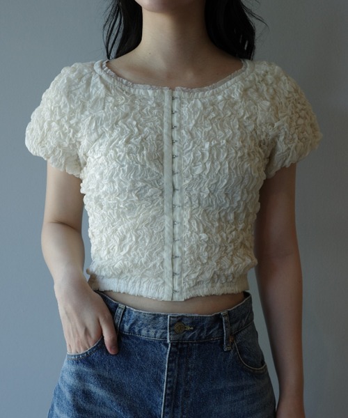 CLANE SHIRRING PUFF TOPS レディース