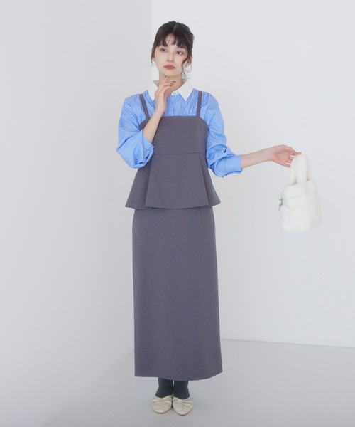 VIS（ビス） ワンピース 「WEB限定」「美easy」ウーリッシュ ペプラム